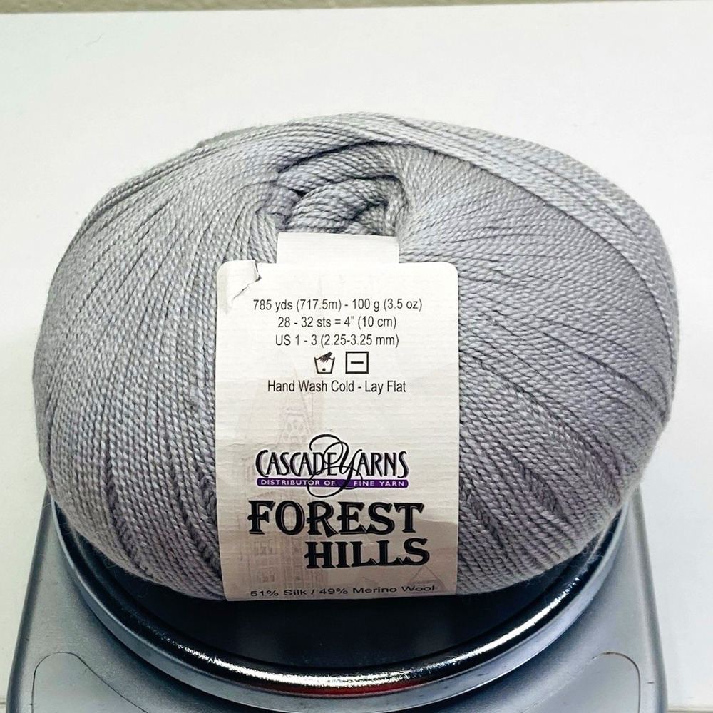 NEW Cascade Yarns Forest Hills 51% Silk 49% Merino Wool Gray Sock Yarn